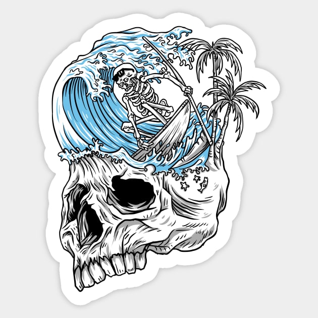 skull surfer Sticker by takee912